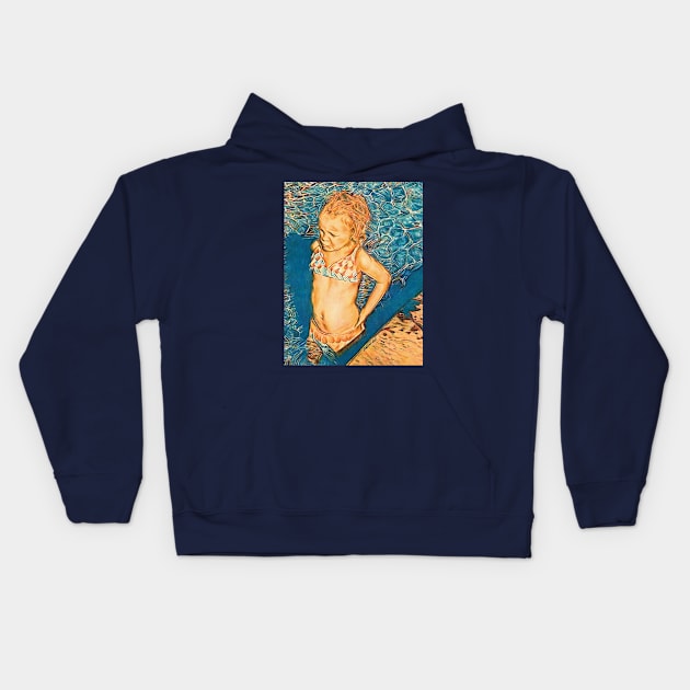 Pool Girl Kids Hoodie by JennFolds5